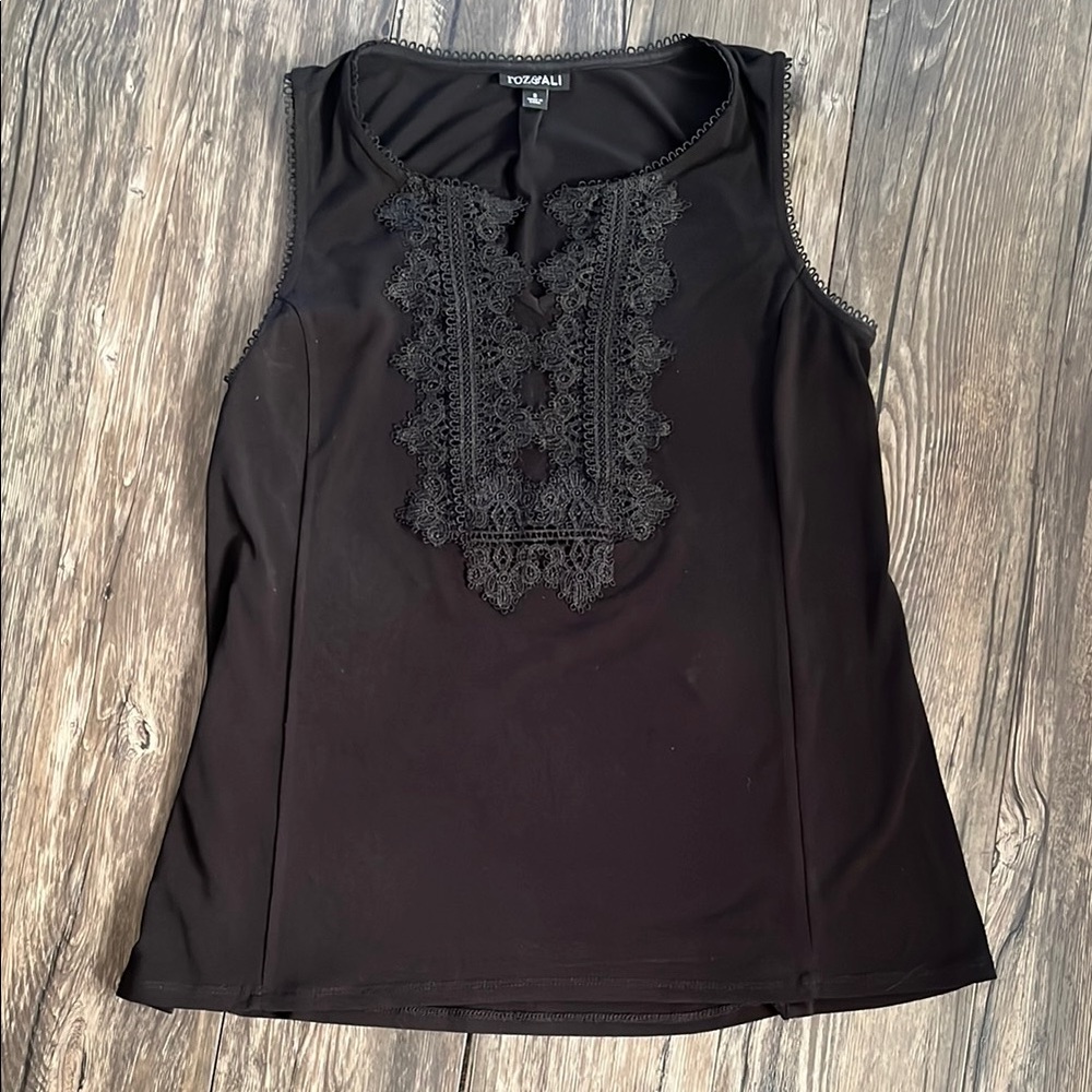 Roz & Ali Black Lace Detail Women's Top